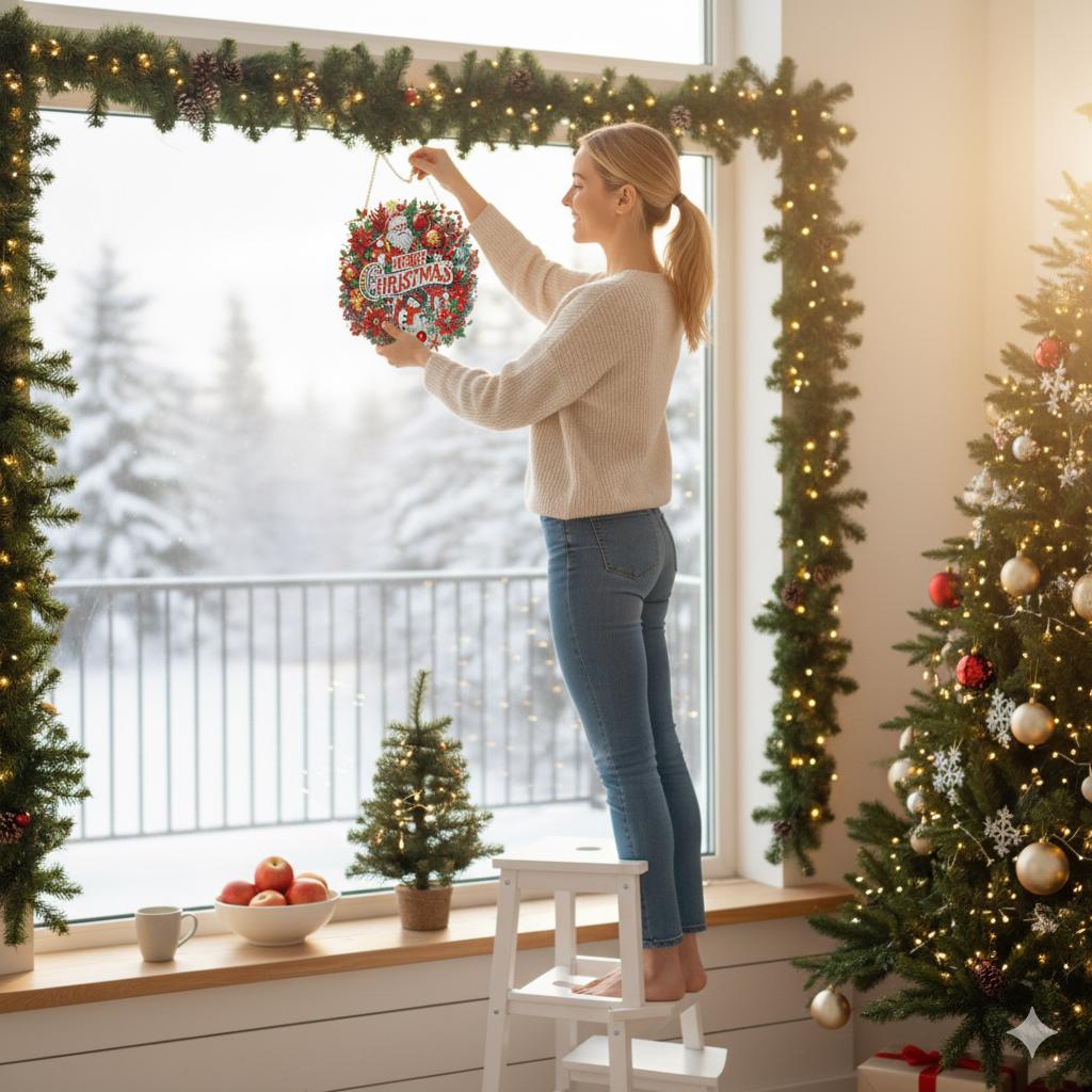 Handmade Diamond Painting Christmas Decor: Sparkling Santa, Merry Christmas