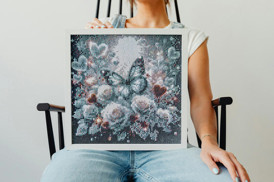 Handmade Butterfly Diamond Painting Unframed 5D Sparkling Floral Wall Art - Diamond Art Gifts