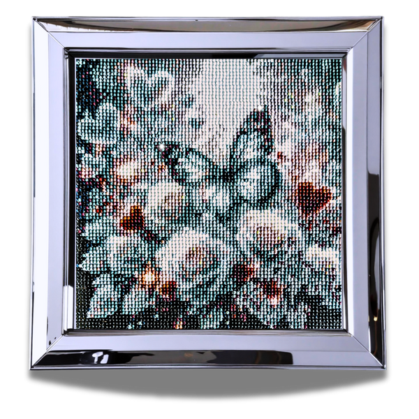 Completed Butterfly Diamond Painting 30x30cm | 5D Full Drill Floral Wall Art | Ready to Frame Home Decor