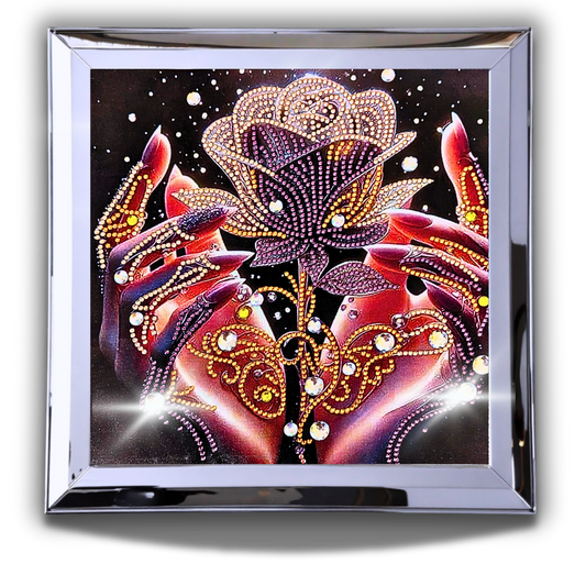 Completed Eternal Rose Diamond Painting 30x30cm | 5D Full Drill Enchanted Flower Art | Ready to Frame Romantic Decor