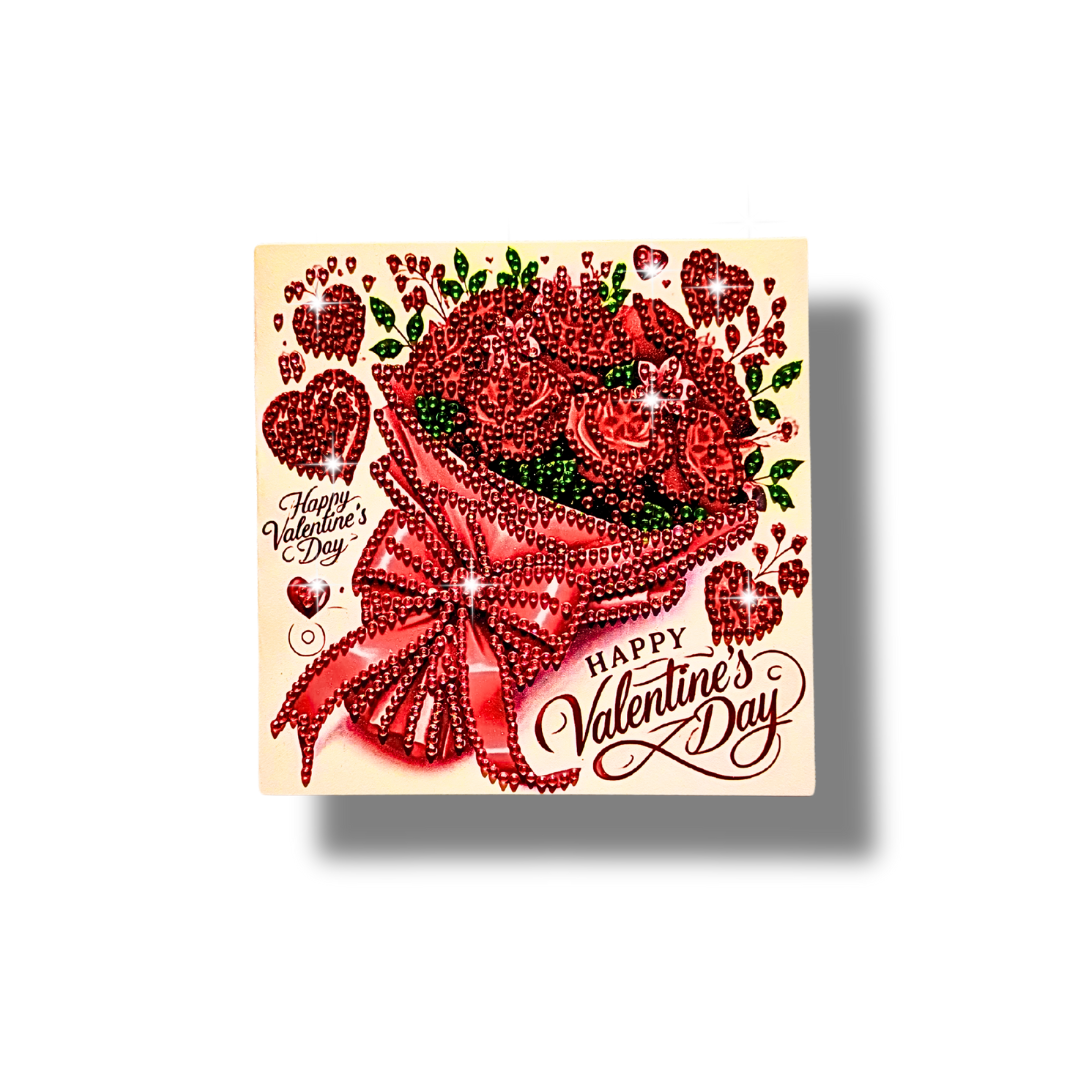 Exquisite Handcrafted Sparkling Diamond Art Valentine's Card for Your Beloved