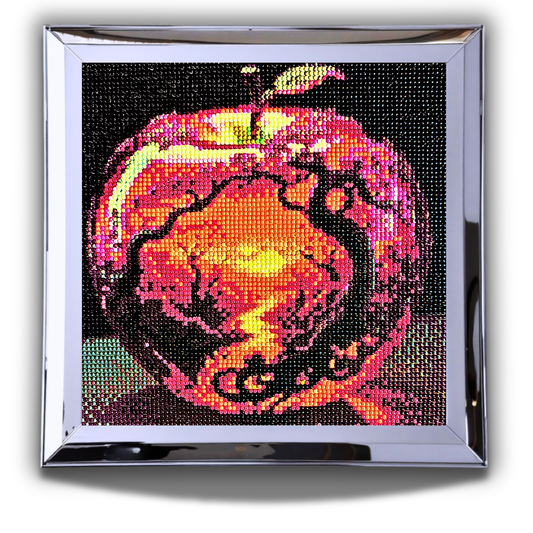 Completed Red Apple Diamond Painting 30x30cm | 5D Full Drill Kitchen Wall Art | Ready to Frame Teacher Gift
