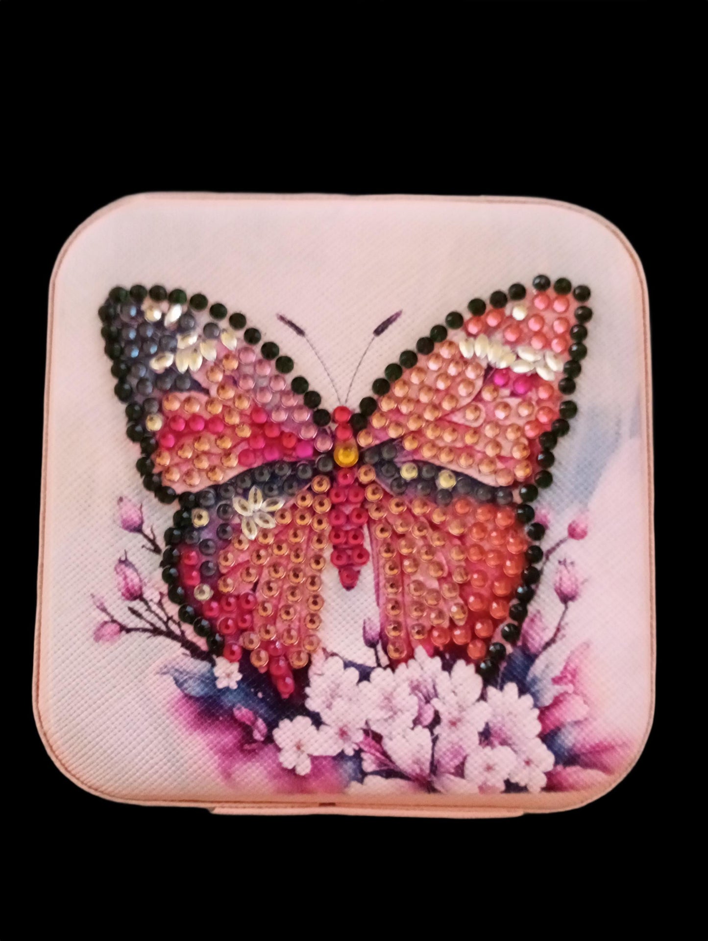 Handmade Butterfly Rhinestone Jewelry Box: Sparkly Diamond Painting Travel Organizer