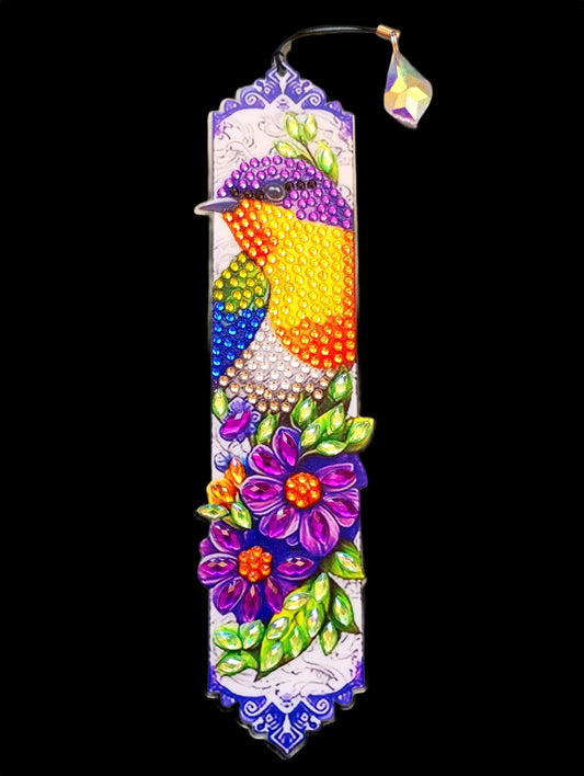Handmade Sparkly Bird Bookmarks: Rhinestone Diamond Painting, Set of 4-Sold Individually