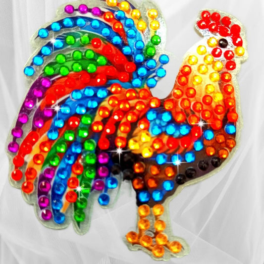 Handmade Handmade Sparkly Rhinestone Cockerel Fridge Magnets Sold Individually - Diamond Art Gifts