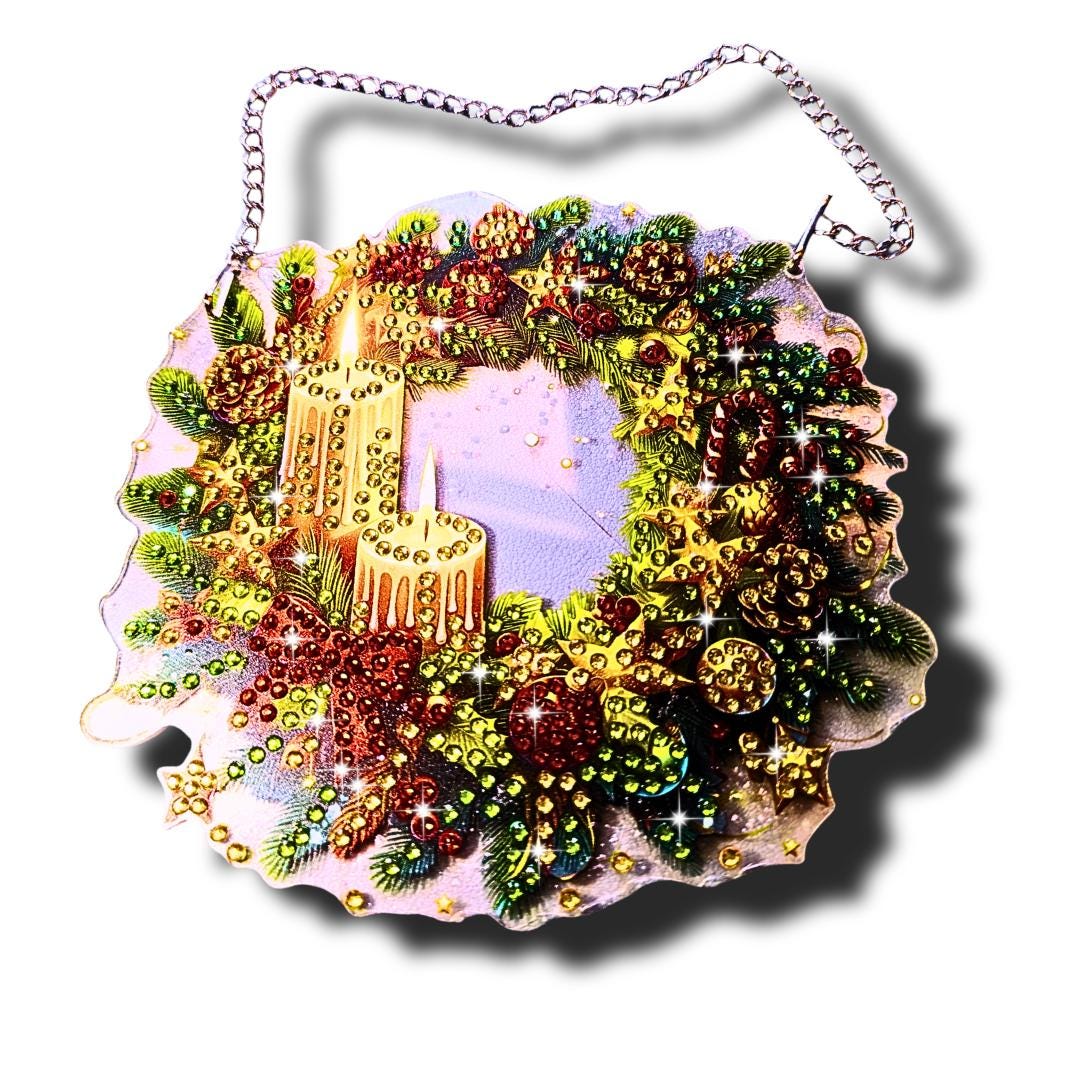 Handmade Diamond Painting  Christmas - Window / Wall Decor Set Of 4