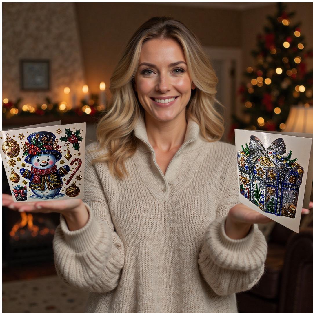 Handmade 5D Snowman Diamond Painting Christmas Card Choice Of 5