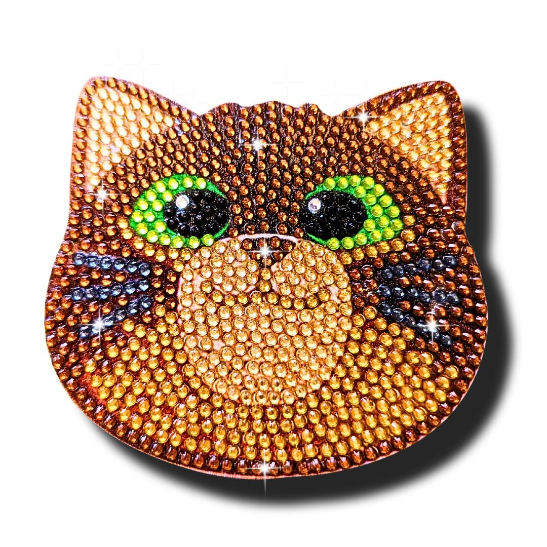 Handmade Diamond Painting Cat Coasters (Set of 10): Sparkly
