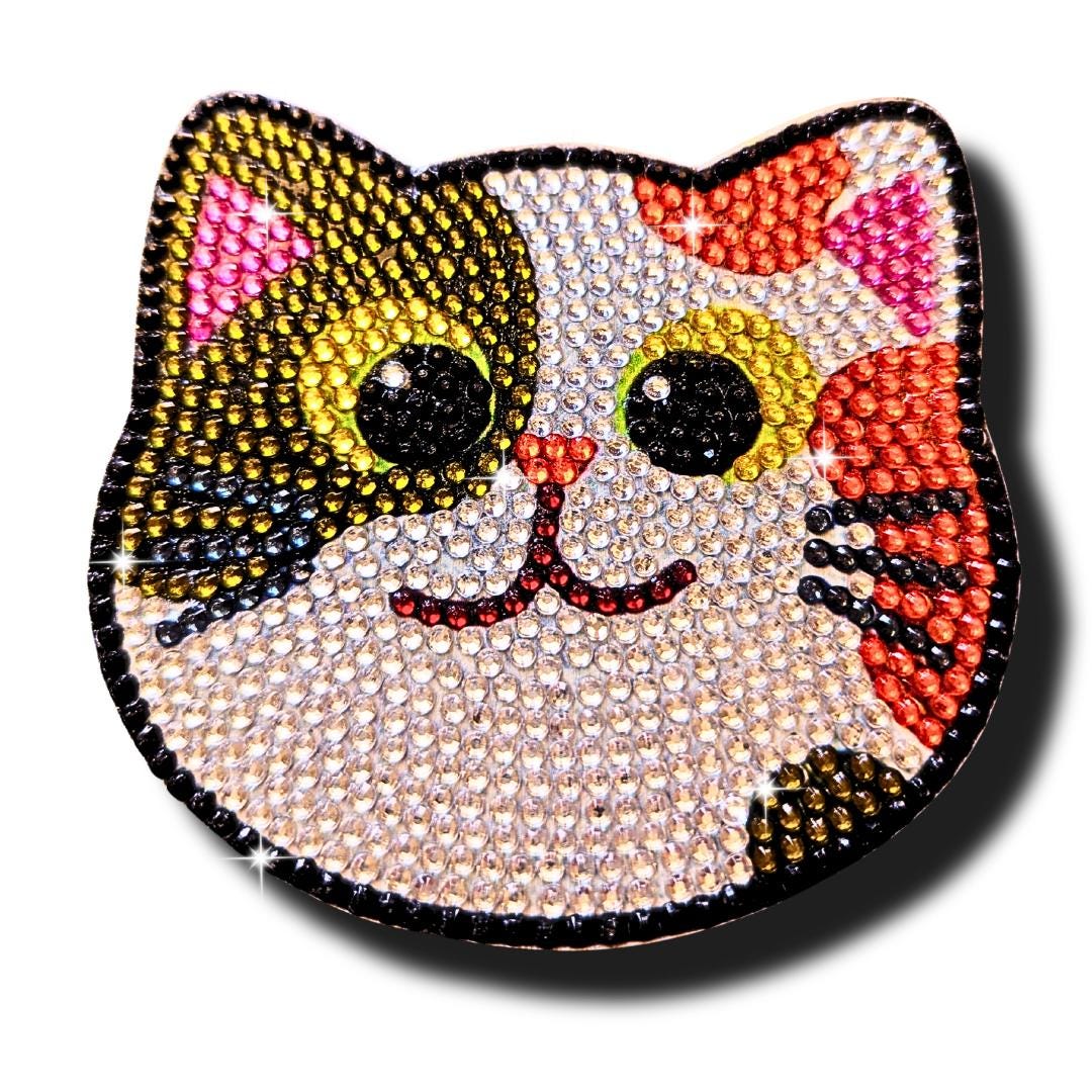 Handmade Diamond Painting Cat Coasters (Set of 10): Sparkly