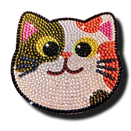 Handmade Diamond Painting Cat Coasters (Set of 10): Sparkly