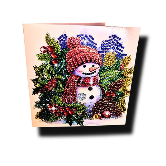 Handmade 5D Snowman Diamond Painting Christmas Card