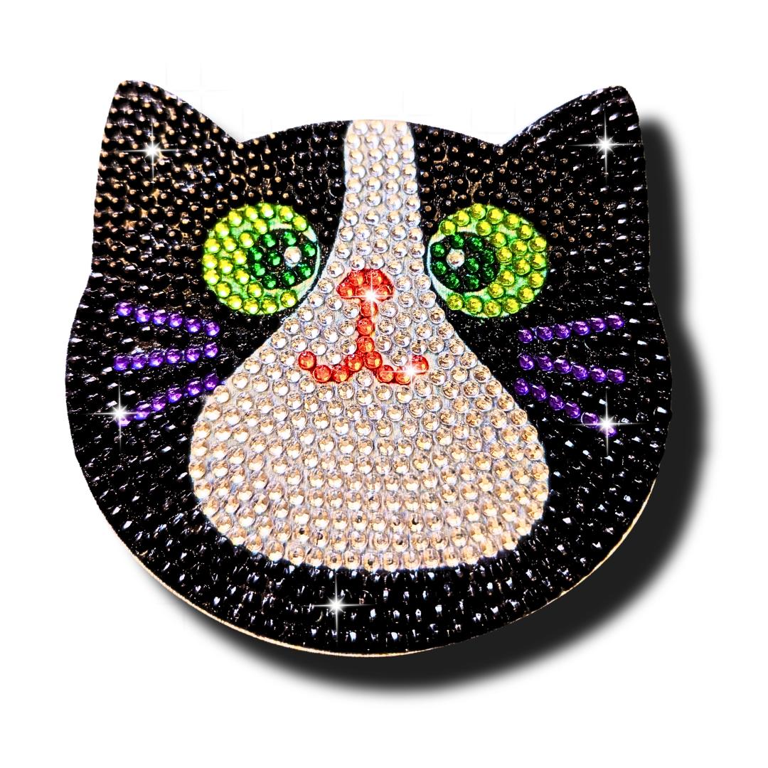 Handmade Diamond Painting Cat Coasters (Set of 10): Sparkly