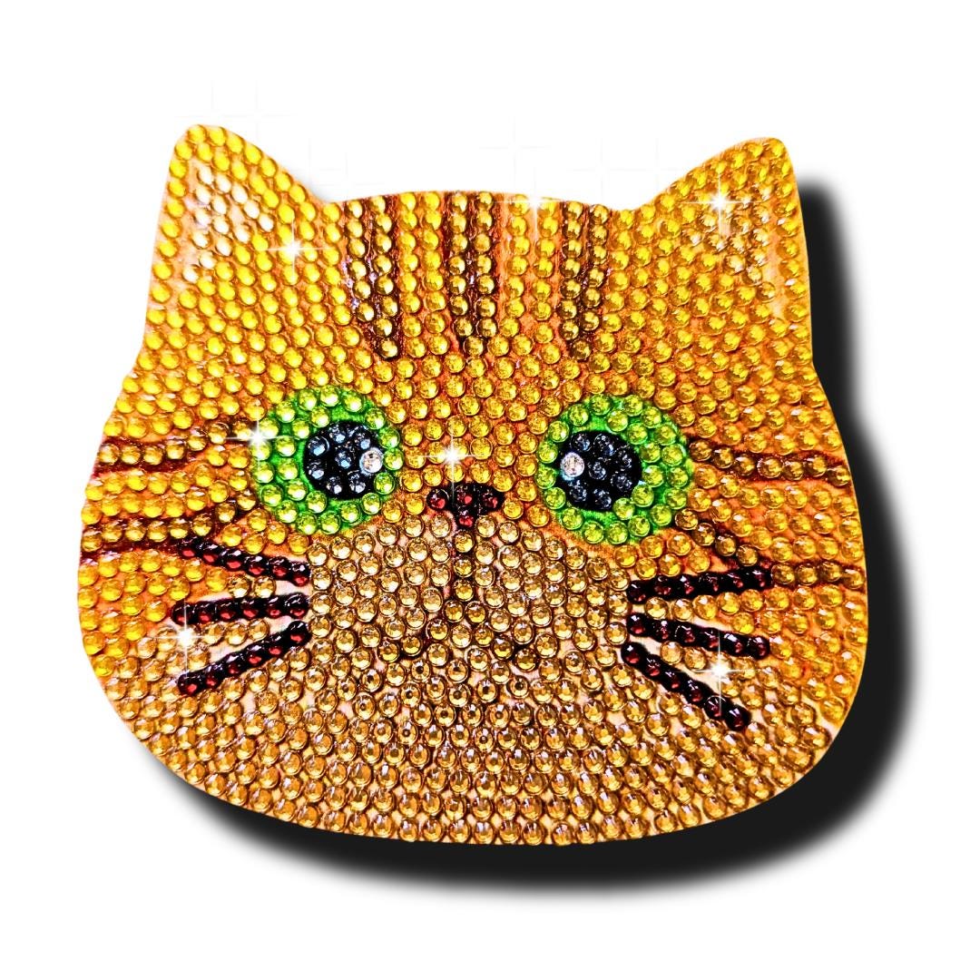Handmade Diamond Painting Cat Coasters (Set of 10): Sparkly