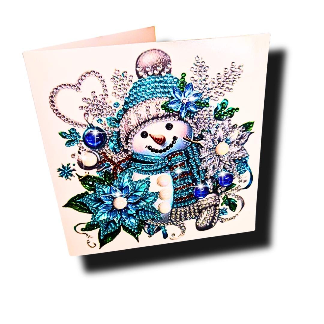 Handmade 5D Snowman Diamond Painting Christmas Card