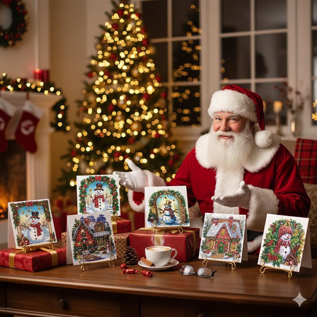 Handmade 5D Snowman Diamond Painting Christmas Card