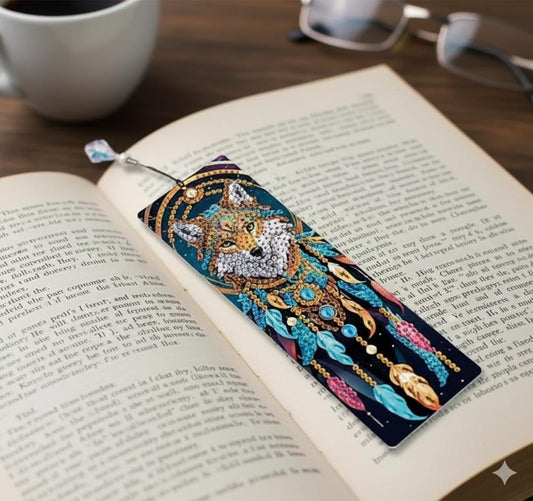 Handmade Sparkly Wolf Bookmarks Card Diamond Art Rhinestones