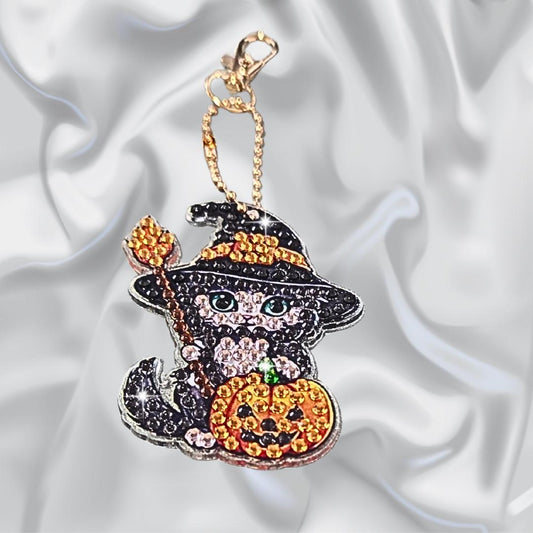 Handmade Handmade  Sparkly  Halloween  Cats  Keychains Rhinestone Set