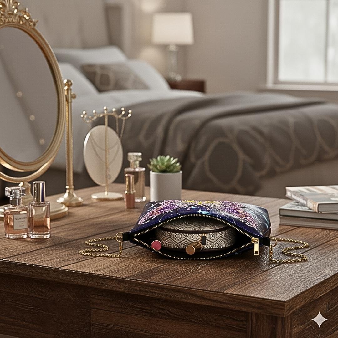 Handmade Diamond Painting  Handbag  with Sparkly Rhinestone