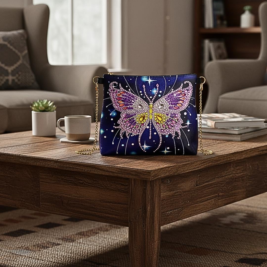 Handmade Diamond Painting  Handbag  with Sparkly Rhinestone