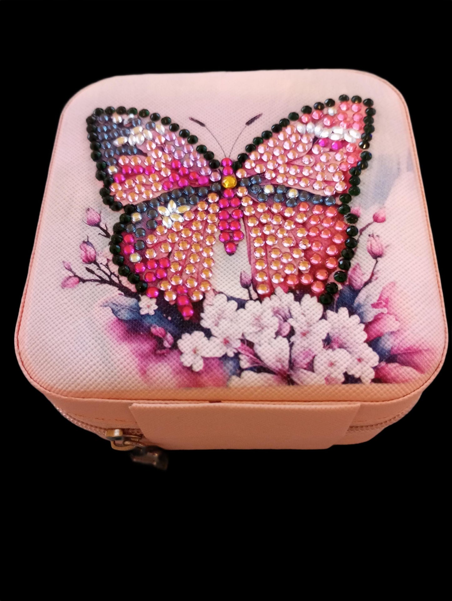 Handmade Butterfly Rhinestone Jewelry Box: Sparkly Diamond Painting Travel Organizer