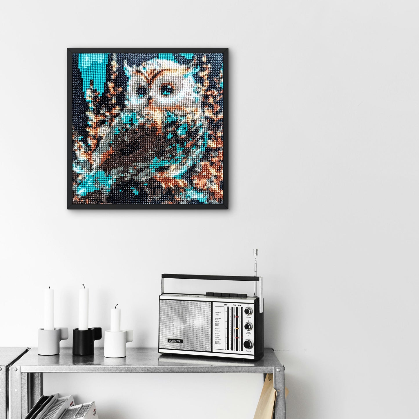 Handmade  Mystical Blue Owl Diamond Painting - Full Drill 30cmX30 cm Wall Art - Diamond Art Gifts