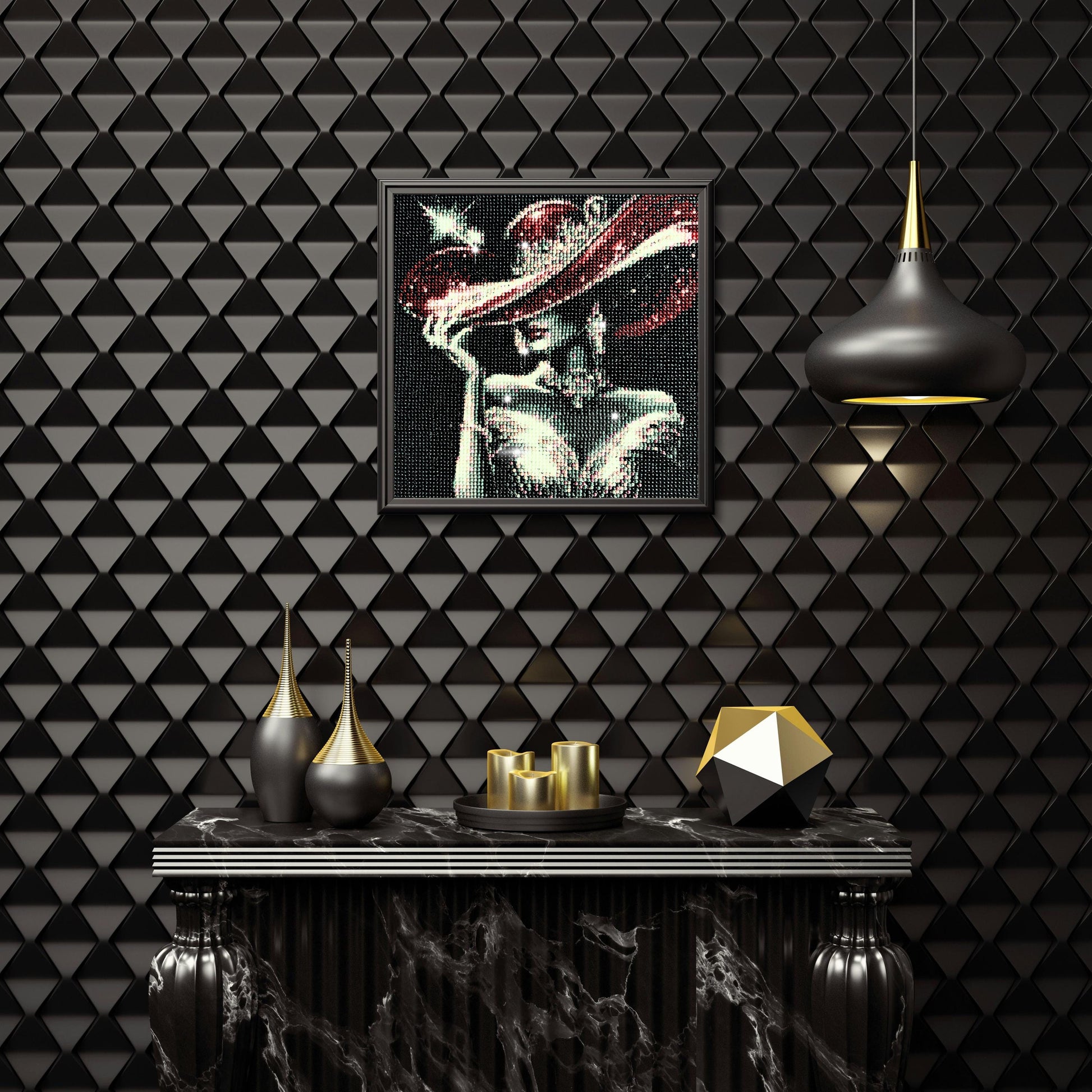 Handmade  Elegant Lady In Brimmed Red Hat Diamond Painting - Diamond Art Gifts