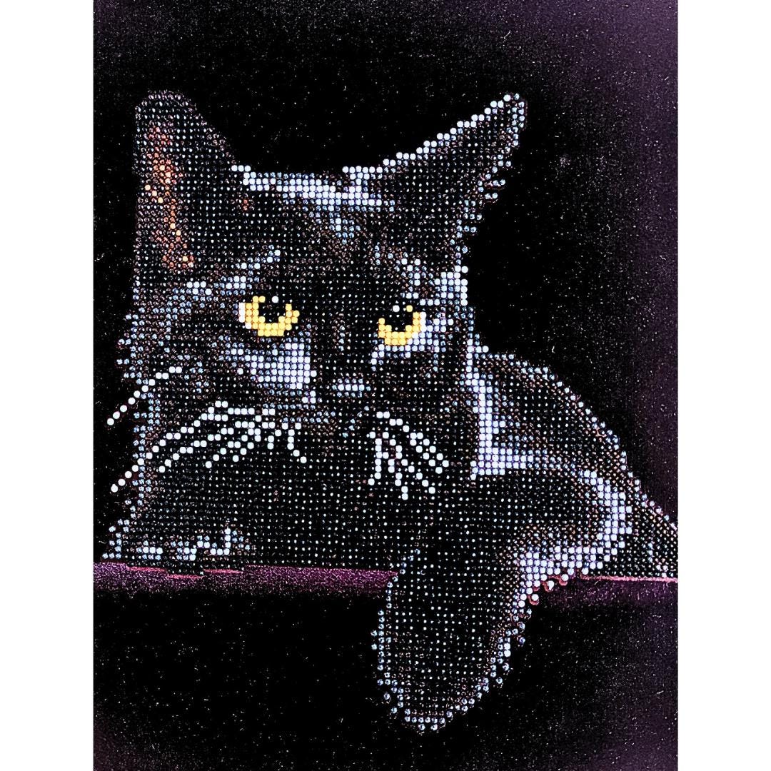 Handmade  Diamond Painting Black Cat –  5D Full Drill Round - Diamond Art Gifts