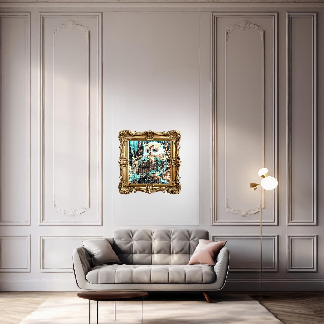 Handmade  Mystical Blue Owl Diamond Painting - Full Drill 30cmX30 cm Wall Art - Diamond Art Gifts