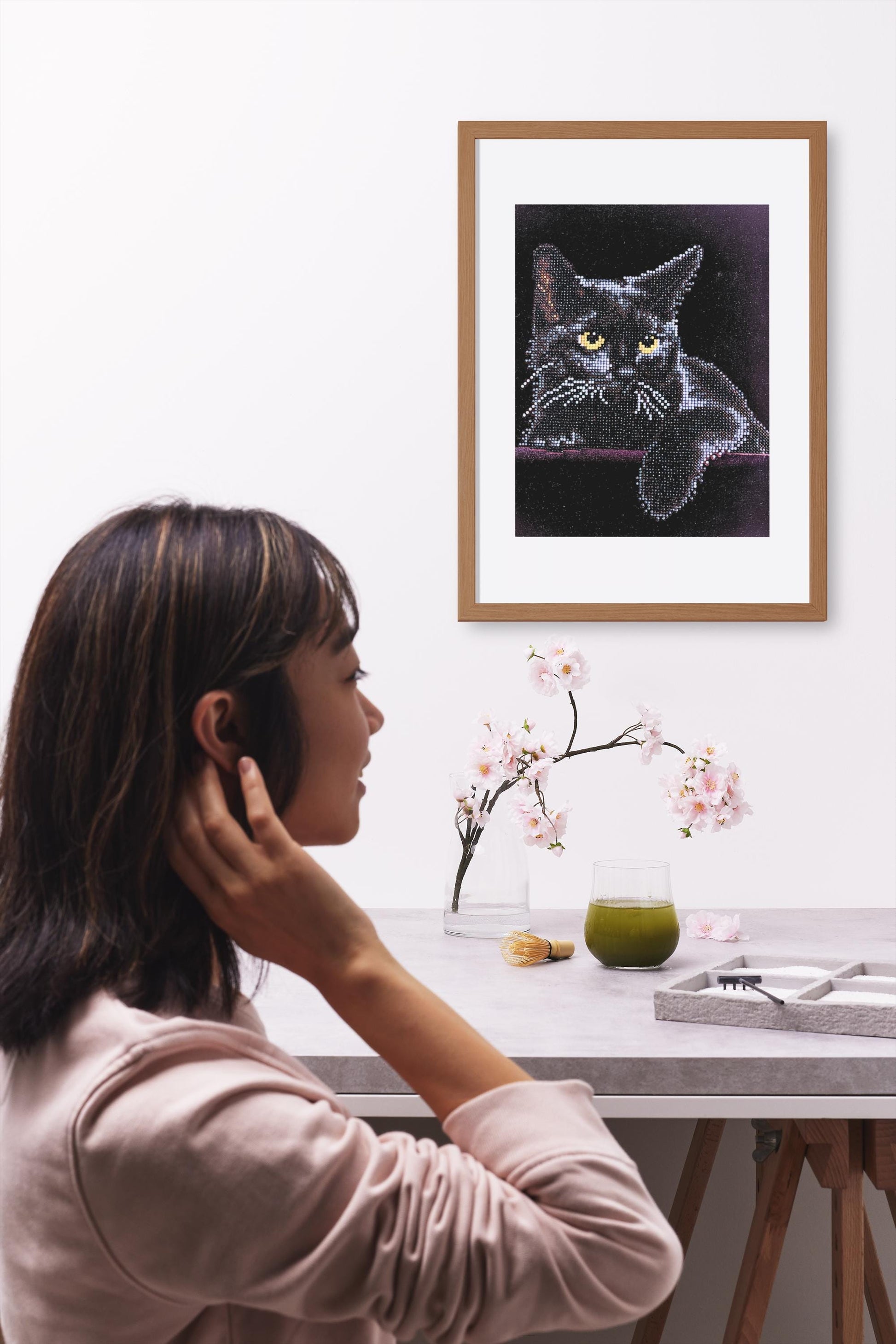 Handmade  Diamond Painting Black Cat –  5D Full Drill Round - Diamond Art Gifts